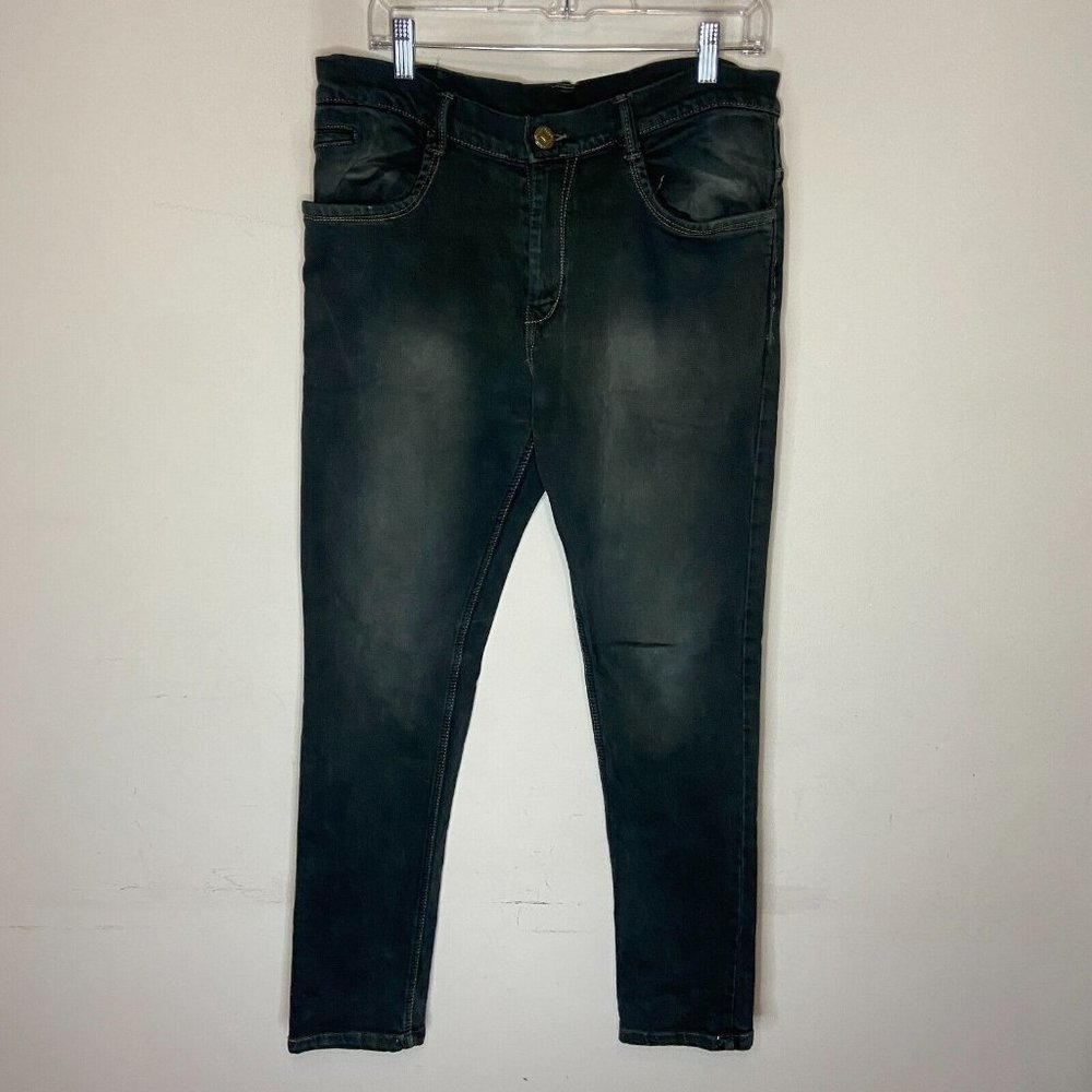 Willox Mens 36 Slim Straight Jeans Faded Wash Denim Stretch Zip Fly Pocket MARKS